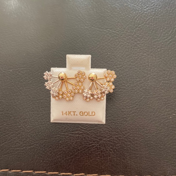 14k gold flower moveable earrings
